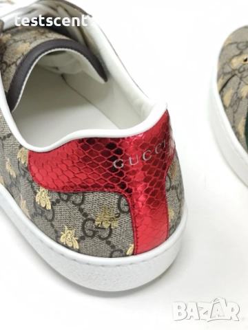 Мъжки кецове Gucci Ace Sneakers Beige GG Supreme Golden Bee EU 46.5 UK 12.5 US 13 Нови с кутия, снимка 11 - Кецове - 53490019