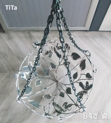 Голяма Висяща Кашпа Ковано Желязо , снимка 1