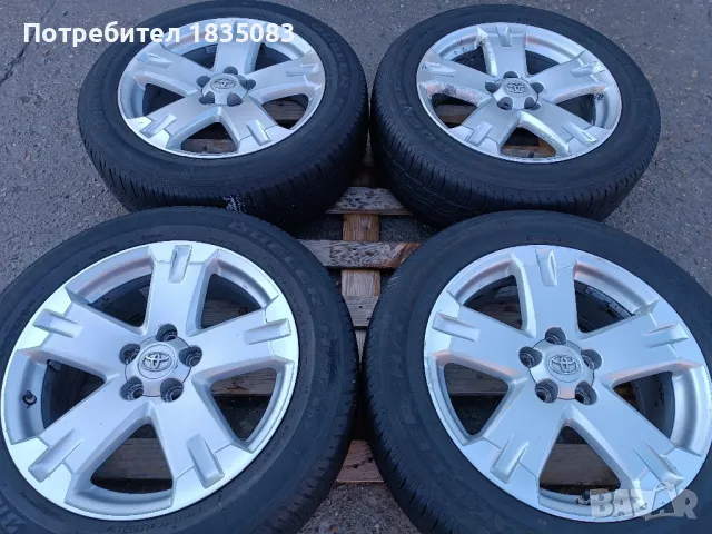 Лети джанти 18ки 5х114.3 Toyota + гуми 235/55/18 Bridgestone, снимка 1 - Гуми и джанти - 48839384