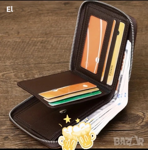 мъжки кожен портфейл , снимка 3 - Портфейли, портмонета - 53300398