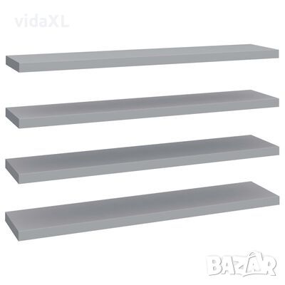 vidaXL Окачени стенни рафтове, 4 бр, сиви, 120x23,5x3,8 см, МДФ(SKU:323864, снимка 1 - Други - 46154097