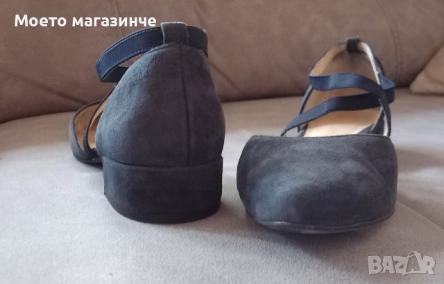 Елегантни тъмносини велурени обувки Salamander, № 38.5, снимка 4 - Дамски елегантни обувки - 51998135