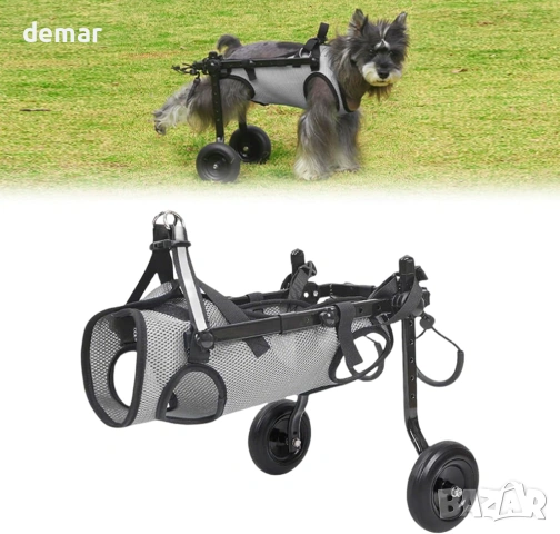 Кучешка инвалидна количка за задни крака, двуколесна, регулируема, М, снимка 9 - За кучета - 53644559