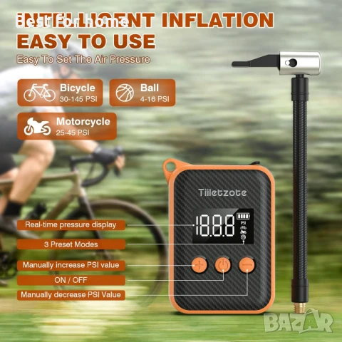 Електрическа мини помпа за велосипед, снимка 5 - Аксесоари за велосипеди - 51328874