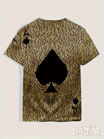 Мъжка тениска с къс ръкав,геометричен 3D принт с дизайн на Асо Пика, снимка 1 - Тениски - 45864697