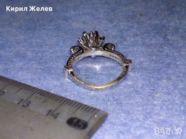 CHAUMET AU750+ СКЪПОЦЕНЕН СРЕБЪРЕН ПРЪСТЕН с ДЕБЕЛА 18 КАРАТА БЯЛА ПОЗЛАТА иСИНТЕТИЧЕН БРИЛЯНТ 45538, снимка 15 - Пръстени - 45940303