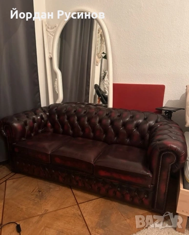 Диван честърфийлд chesterfield оригинален естествена кожа , снимка 2 - Дивани и мека мебел - 53756520