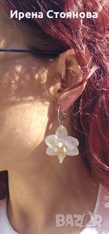 Ръчно изработени обеци с цвят на орхидея, запечатани в епоксидна смола , снимка 11 - Обеци - 54242202