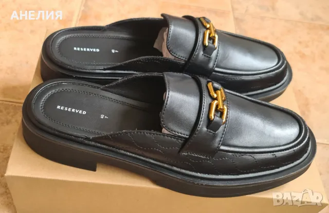 Дамски кожени чехли Reserved , снимка 4 - Чехли - 50397387