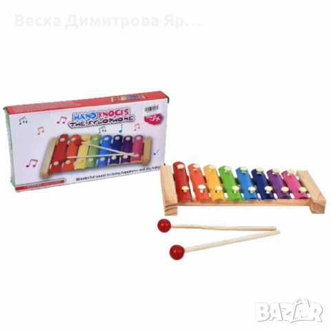 Детски дървен ксилофон с 8 цветни ноти и 2 чукчета, снимка 8 - Музикални играчки - 51102897