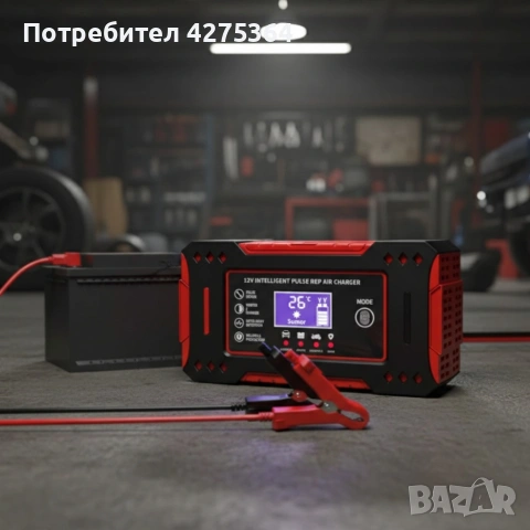 Интелигентно зарядно за акумулатор с дисплей 12V 6A импулсно , снимка 2 - Аксесоари и консумативи - 53403812