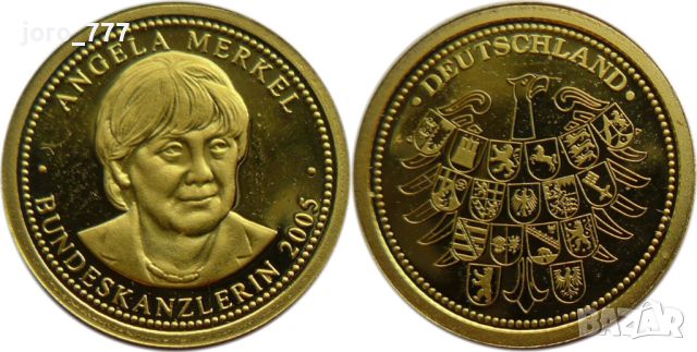 Златна монета "Ангела Меркел" 0.60g 2005