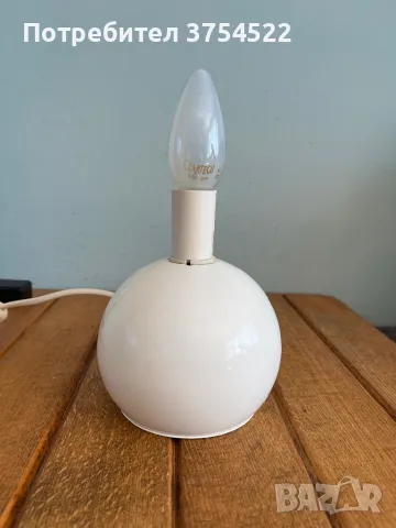 Лампа от средата на века, бял метал, кръгла, ретро IKEA, снимка 6 - Настолни лампи - 49616119