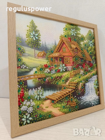 Диамантен гоблен 25 х 25 см готов изработен в дървена рамка , снимка 3 - Декорация за дома - 53668819