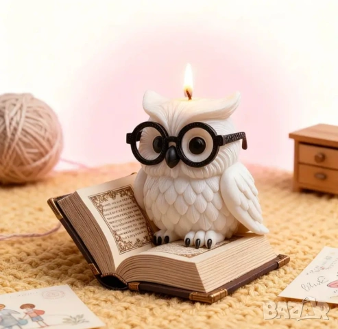 Молд бухал с книга , снимка 2 - Форми - 53494334