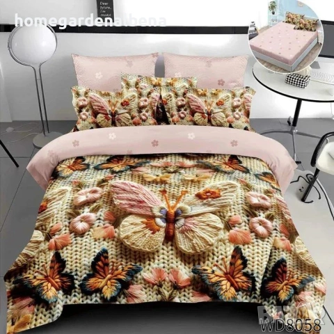 Флорален спален комплект с ластик 100% памук 200x230 / 180x200, снимка 6 - Спално бельо - 54094910