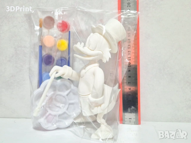 Комплект за оцветяване – 3D фигура Чичо Скрудж + бои и палитра (18 см), снимка 2 - Рисуване и оцветяване - 53651288