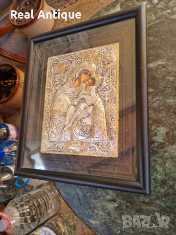 Прекрасна антикварна сребърна икона със сертификат и маркировка , снимка 5 - Антикварни и старинни предмети - 51686692