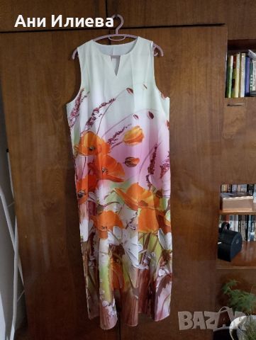 Дълга рокля оранжеви цветя, снимка 4 - Рокли - 46390180