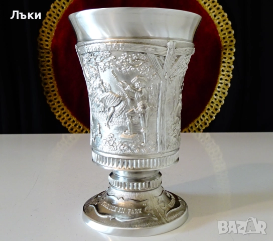 Калаен бокал за вино с живописни картини,250 мл.,360 гр. , снимка 3 - Антикварни и старинни предмети - 52203376