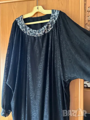 Елегатна Макси туника от дантела и пайети в черно! Размери 62, снимка 2 - Туники - 50243493