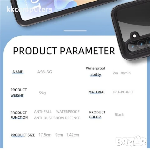 Samsung Galaxy A56 5G REDPEPPER Водоустойчив / Удароустойчив Калъф + Скрийн Протектор – Черен, IP68, снимка 3 - Калъфи, кейсове - 50708431