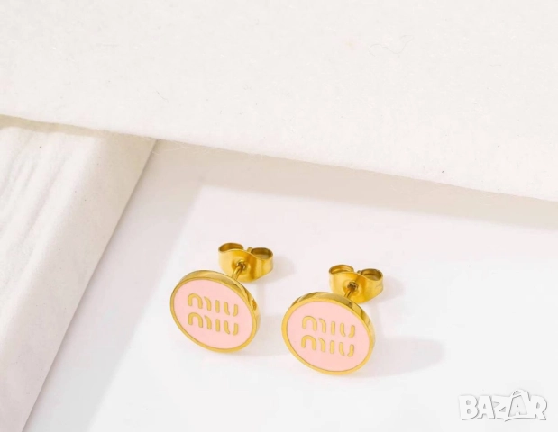 обеци от висококачествена медицинска стомана miu miu, снимка 5 - Обеци - 52093063