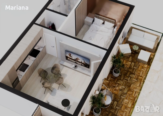 Просторен двустаен апартамент с голяма тераса, снимка 5 - Апартаменти - 52121301