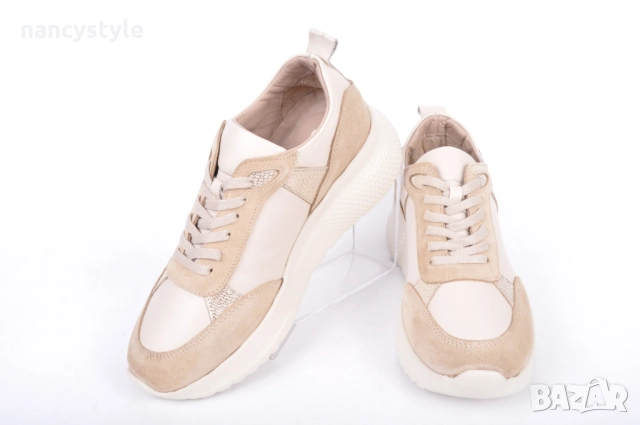 НОВО! Дамски маратонки велур и кожа - Два цвята, снимка 3 - Маратонки - 51688400