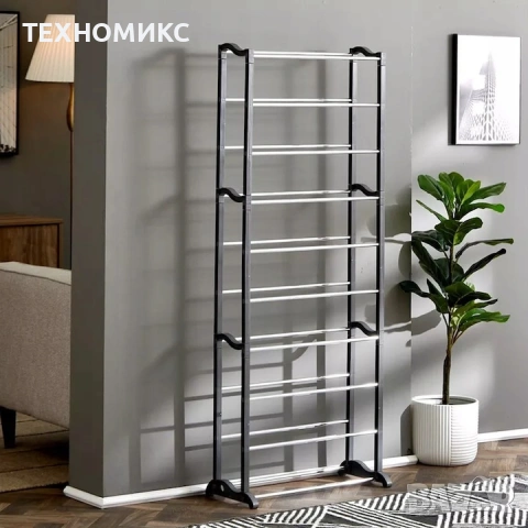 Рафт за обувки, 30 чифта, черен, 25x52x140см, пълен комплект, снимка 12 - Други стоки за дома - 53771479