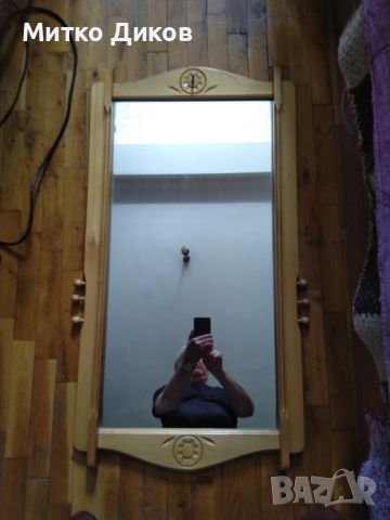 Огледало за стена с дъбова рамка перфектна отлично Н-93см на 49см/54см с 3-те джаджи/и 76х38см вътре, снимка 1 - Декорация за дома - 45781535