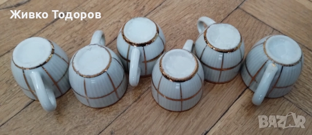 Комплект от шест антикварни порцеланови чашки 20 мл., снимка 4 - Чаши - 52944873