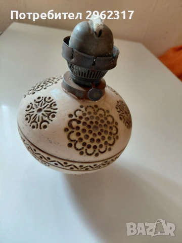 Старина керамечна (газена)лампа, снимка 2 - Антикварни и старинни предмети - 53763275