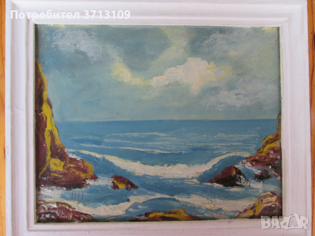 Картина-море, масло ,картон 29х24см., снимка 4 - Картини - 45055605
