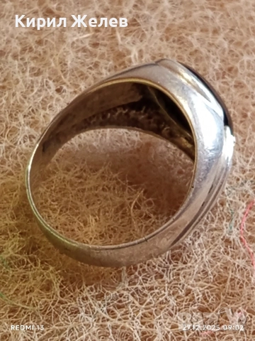 Скъпоценен Ретро Арт Нуво сребърен пръстен ювелирно шлифован Турмалин 37935, снимка 11 - Пръстени - 52909339