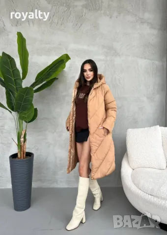 Бежово дълго дамско зимно яке , снимка 3 - Якета - 49181171