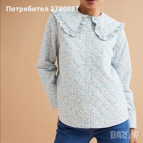 H&M пролетна дамска връхна дреха тип риза с яка, цветен мотив М