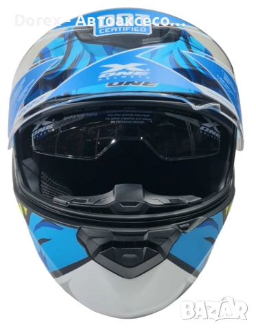 Каска с визьор X-ONE за мотор, скутер, ATV - черно-синя - М и L, снимка 6 - Аксесоари и консумативи - 54184334