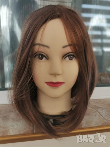Нова светло кестенява  перука 35 см Боб стил без бретон - мод.17