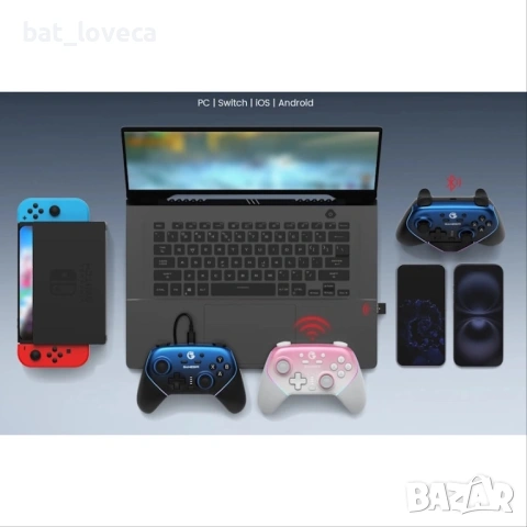 GameSir мултиплатформен контролер, Bluetooth/USB-C/безжичен, за PC/Switch/iOS/Android, Син, снимка 3 - Аксесоари - 53939018