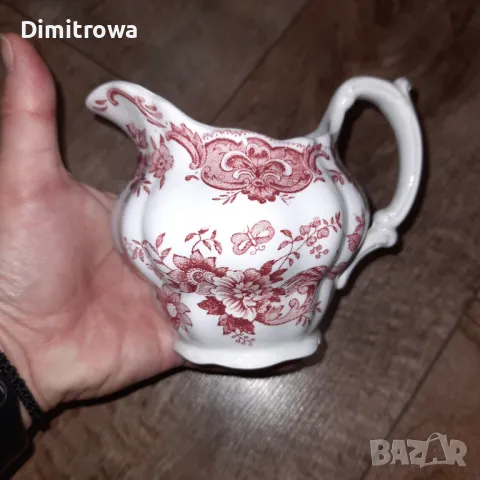 Намалена цена 150.00лв Сервиз чай/кафе RidgwayStaffordshire England WINDSOR PINK Red Floral Birds , снимка 14 - Сервизи - 47084558