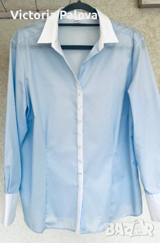 Нова луксозна риза ETERNA Excellent - Небесносиня класика, Памук, р-р 46, снимка 9 - Ризи - 53891363