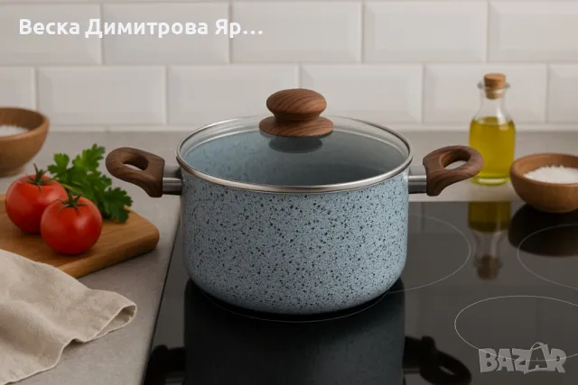 Тенджера Voltz Siena, Дълбока, Мраморно каменно керамично покритие, Светло сив