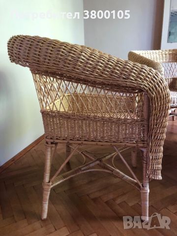 Комплект 4 плетени камъшитени столове тип кресло, снимка 3 - Столове - 46433383