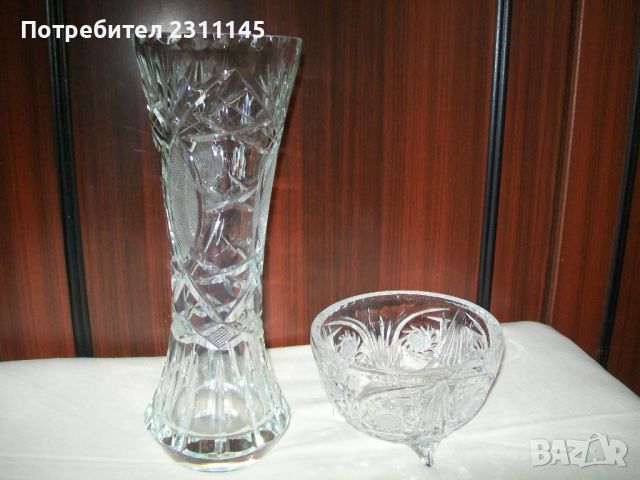 кристална ваза, от соца, българска, снимка 1 - Вази - 46020590