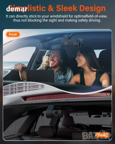 4K видеорегистратор за автомобили отпред и отзад, WiFi, GPS, 64GB SD, снимка 6 - Аксесоари и консумативи - 52533748