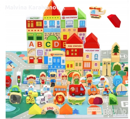 Комплект дървени блокчета – 120 части