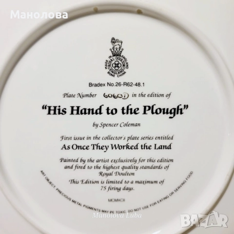 Декоративна порцеланова чиния Royal Doulton, снимка 6 - Други ценни предмети - 52384830