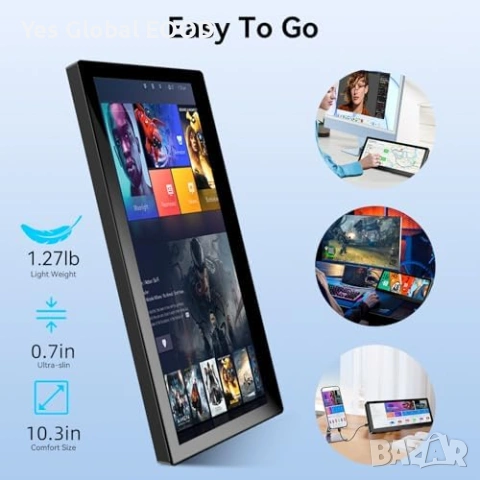 10.3" Touch монитор 1920x720 IPS HDMI USB-C, снимка 5 - Монитори - 53615409