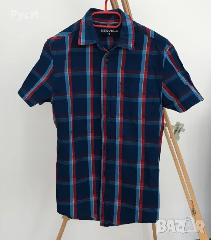 Мъжка карирана лятна риза с къс ръкав, “KENVELO”, S